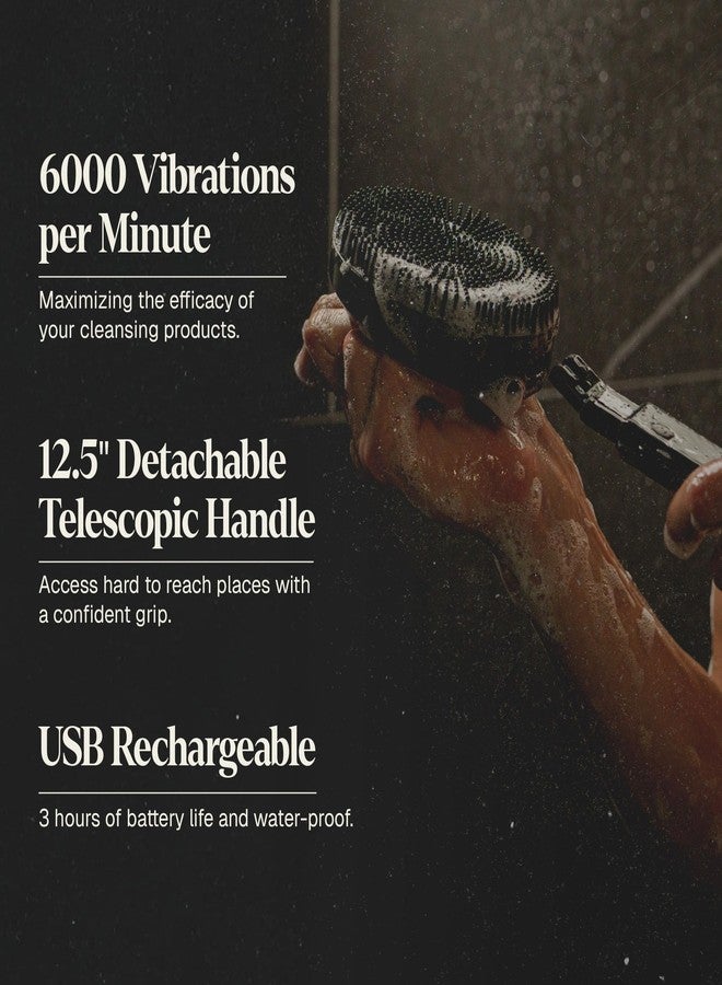 Black Wolf Sonic Scrubber Pro & Moisturizing Body Wash Set - Men's Shower & Bathroom Essentials Gift Set for Dry, Dehydrated, & Sensitive Skin - Hydrating Bodywash & Vibrating Face & Body Scrubber - Image 3